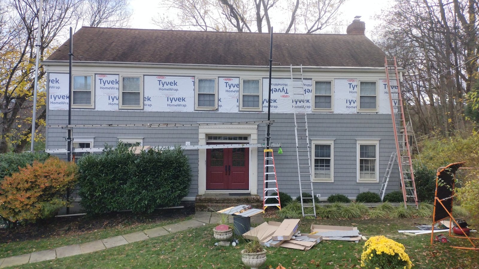 New vinyl siding installation on a residential home